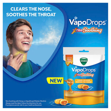 Vicks Vapodrops Xtra Soothing Honey Centre 16 Lozenges