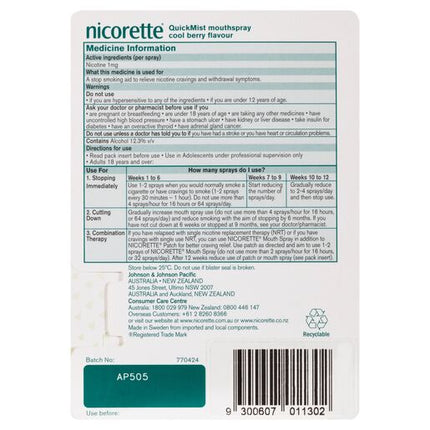 Nicorette QuickMist Mouth Spray Cool Berry 1 Pack