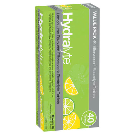 Hydralyte Effervescent Electrolyte Tablets Lemon Lime 40 Tablets