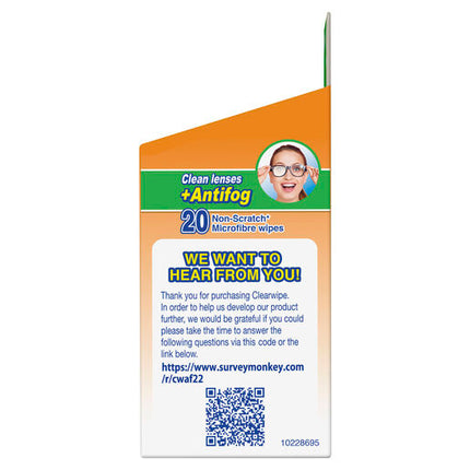 Clearwipe AntiFog Lens Cleaner 20 Wipes