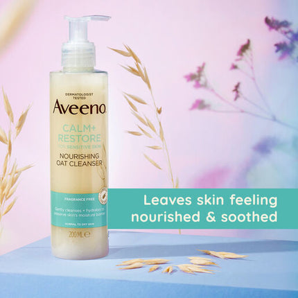 Aveeno Face Calm + Restore Sensitive Skin Nourishing Oat Cleanser 200mL