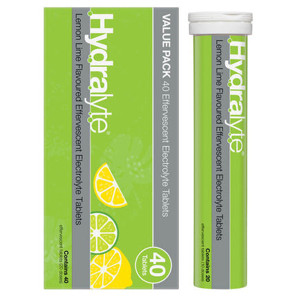 Hydralyte Effervescent Electrolyte Tablets Lemon Lime 40 Tablets