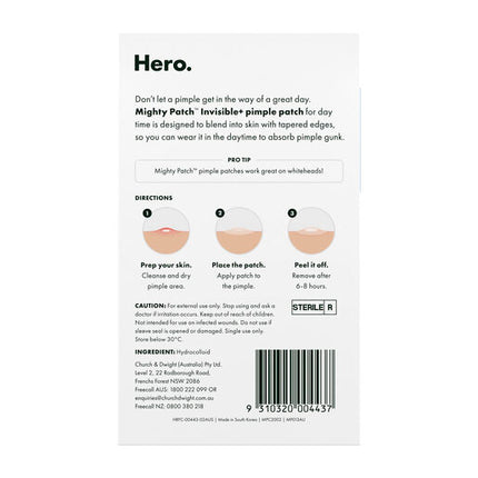 Hero Mighty Patch Invisible+ Hydrocolloid Pimple Patches 24 pack