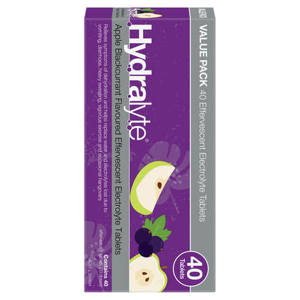 Hydralyte Effervescent Electrolyte Tablets Apple Blackcurrant 40 Tablets