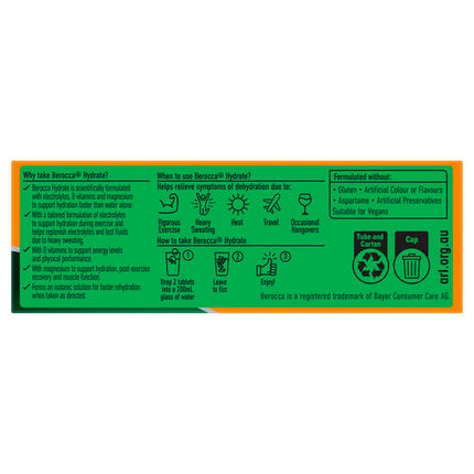 Berocca Hydrate Orange 20 Effervescent Tablets