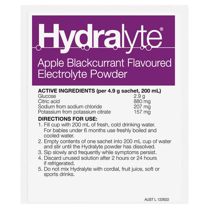 Hydralyte Electrolyte Powder Apple Blackcurrant 10 Pack