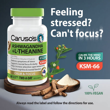 Caruso's Natural Health Ashwagandha + L-Theanine 60 Tablets