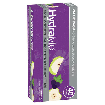 Hydralyte Effervescent Electrolyte Tablets Apple Blackcurrant 40 Tablets