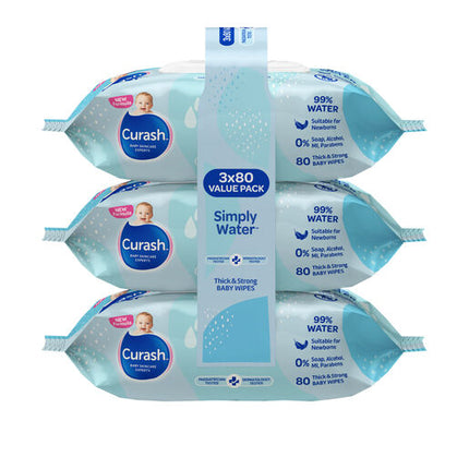 Curash Water Wipes 3X80 Pack