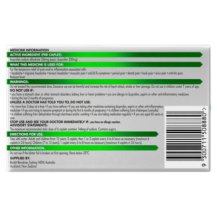 Nurofen Zavance 256mg Ibuprofen 96 Caplets