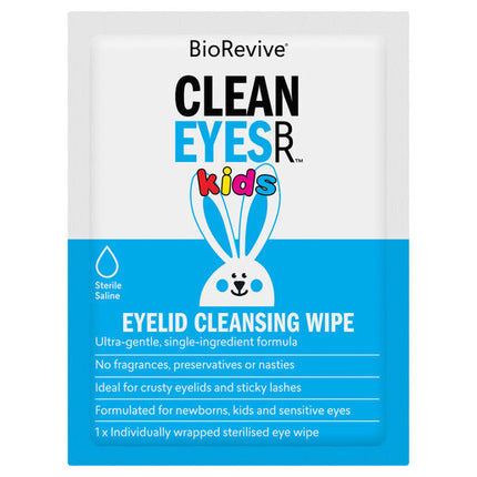 BioRevive CleanEyes Kids Eyelid Cleansing Wipes 30