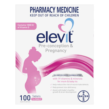 Elevit Pre-Conception and Pregnancy Multivitamin Tablets 100 pack (100 days) New Formula