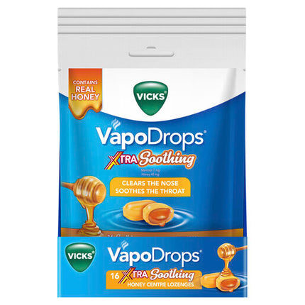 Vicks Vapodrops Xtra Soothing Honey Centre 16 Lozenges