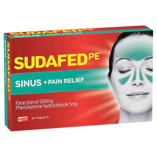 Sudafed PE Sinus & Pain 16 Tablets