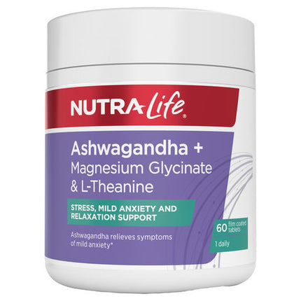 Nutra-Life Ashwagandha + Magnesium Glycinate & L-Theanine 60 Tablets