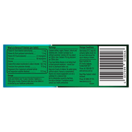 Berocca Hydrate Raspberry Blackcurrant 20 Effervescent Tablets