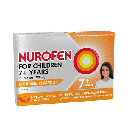 Nurofen For Children 100mg Ibuprofen Orange 12 Chewable Capsules
