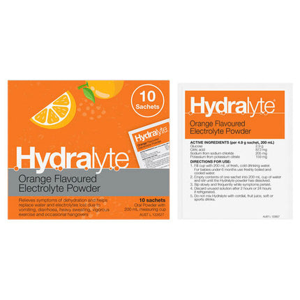 Hydralyte Electrolyte Powder Orange 10 Pack
