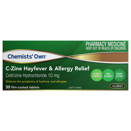 Chemists Own C-Zine Hayfever & Allergy 10Mg 30 Tablets