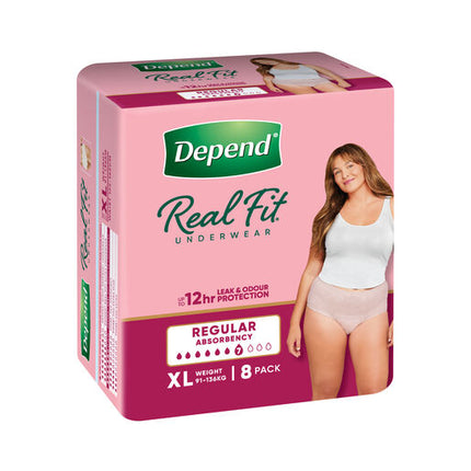 Depend Women Real Fit Underwear Extra Large 8 Pack