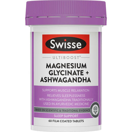Swisse Ultiboost Magnesium Glycinate + Ashwagandha  60 Tablets