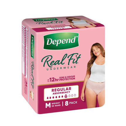 Depend Women Real Fit Underwear Medium 8 Pack