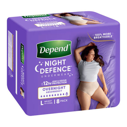 Depend Women Real Fit Underwear Night Defence Large 8 Pack