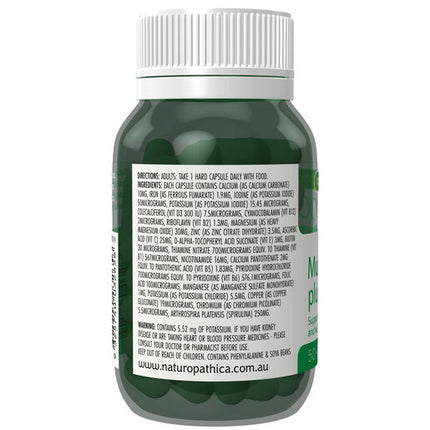 Naturopathica Vegan Multivitamin Plus Spirulina 50 Capsules