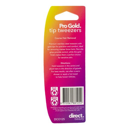 Direct Beauty Pro Gold Tip Tweezers Flat