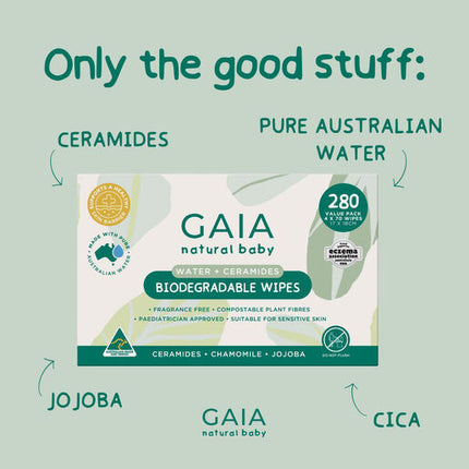 Gaia Biodegradable Water Wipes 280 Pack