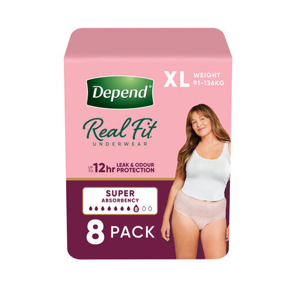 Depend Women Real Fit Underwear Super Extra Large 8 Pack