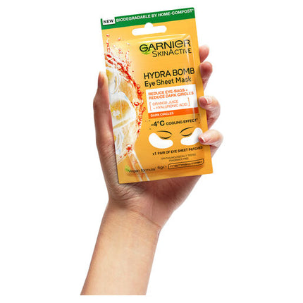 Garnier Hydra Bomb Hyaluronic Acid + Orange Extract Eye Sheet Mask 6g