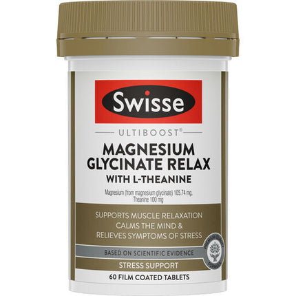 Swisse Ultiboost Magnesium Glycinate Relax + L-Theanine  60 Tablets