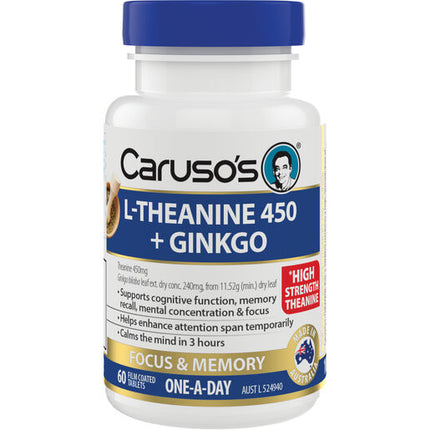 Caruso's L-Theanine 450 + Ginkgo 60 Tablets