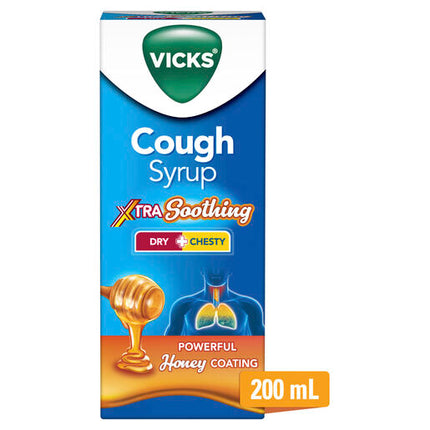 Vicks Cough Syrup Dry + Chesty Xtra Soothing 200ML