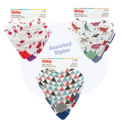 Nuby Muslin Bandana Bibs with Teething Corner