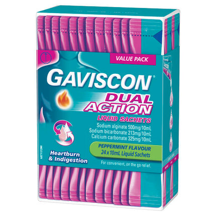 Gaviscon Dual Action Liquid Sachets 10mL 24Pk