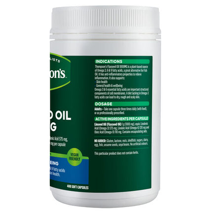 Thompson's Flaxseed Oil 1000mg 400 Capsules