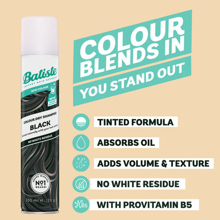 Batiste Black Colour Dry Shampoo Peach & Vanilla Praline Fragrance 200mL