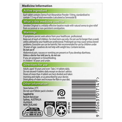 Senokot Tablets 100 Pack