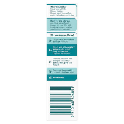 Nasonex Allergy 24 Hour Nasal Spray Twin Pack 2 x 140 Sprays