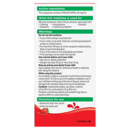 Panadol Children 1-5 Years Strawberry 200mL