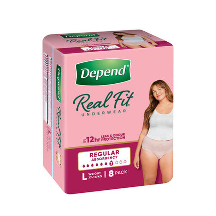 Depend Women Real Fit Underwear Large 8 Pack