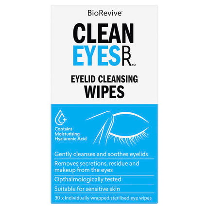 BioRevive CleanEyes Eyelid Cleansing Wipes 30 Pack