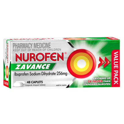 Nurofen Zavance 256mg Ibuprofen 48 Caplets