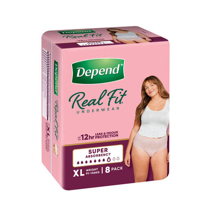 Depend Women Real Fit Underwear Super Extra Large 8 Pack
