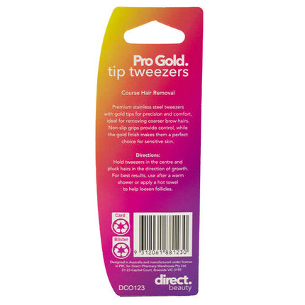 Direct Beauty Pro Gold Tip Tweezers Slant