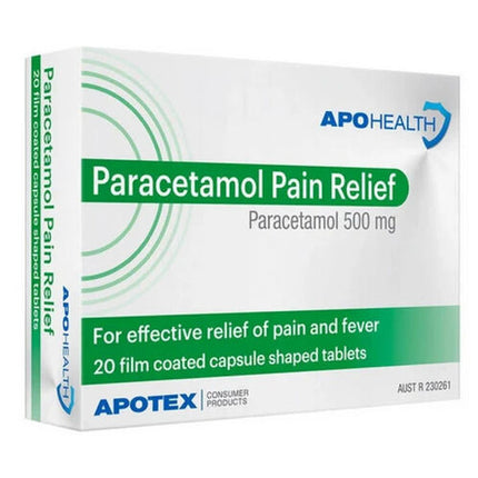 APO Health Paracetamol Caplet 500mg Blister Pack 20 Capsules