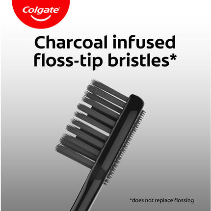 Colgate 360 Charcoal Manual Toothbrush, 3 Pack, Soft Spiral Antibacterial Bristles, Whole Mouth Clean
