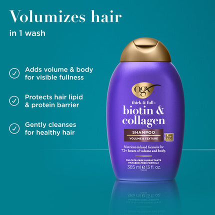 OGX Thick & Full + Biotin & Collagen Shampoo 385mL
